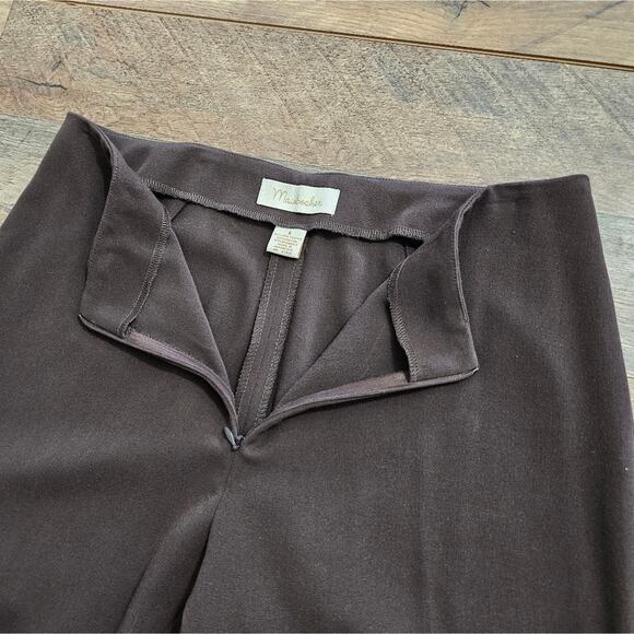 Mainbocher Wide Leg Brown Front Zip Up Dress Pants Size 6 Womens Minimal Career - Picture 6 of 9